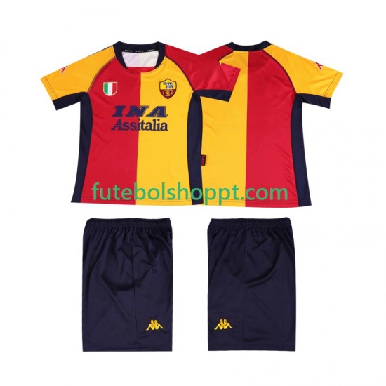 Camisola Júnior AS Roma 2001 Retro Principais Equipamento Manga Curta