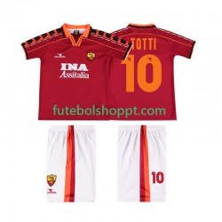 Camisola Júnior AS Roma TOTTI 10 Retro Principais Equipamento 1998 1999 Manga Curta