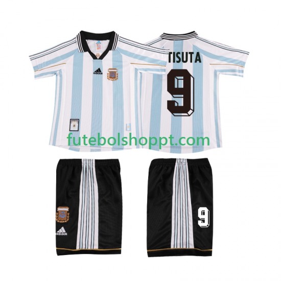 Camisola Júnior Argentina BATISUTA 9 Retro Principais Equipamento 1998 Manga Curta