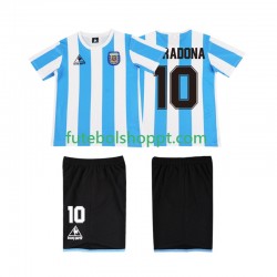Camisola Júnior Argentina MARADONA 10 1986 Retro Principais Equipamento Manga Curta