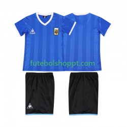 Camisola Júnior Argentina 1986 Retro Alternativa Equipamento Manga Curta