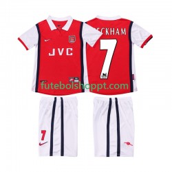 Camisola Júnior Arsenal BECKHAM 7 Retro Principais Equipamento 1998 1999 Manga Curta