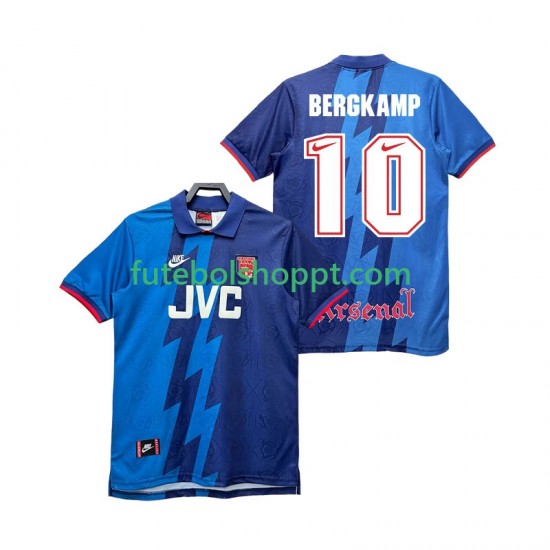 Camisola Homem Arsenal BERGKAMP 10 1995 1996 Retro Alternativa Equipamento Manga Curta
