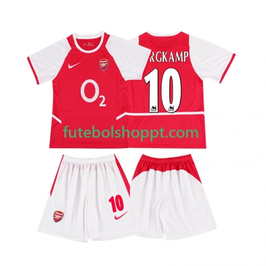 Camisola Júnior Arsenal BERGKAMP 10 2003 Retro Principais Equipamento 2002 Manga Curta
