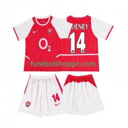 Camisola Júnior Arsenal Thierry Henry 14 2003 Retro Principais Equipamento 2002 Manga Curta