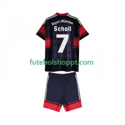 Camisola Júnior Bayern de Munique Scholl 7 1997 Retro Principais Equipamento 1999 Manga Curta