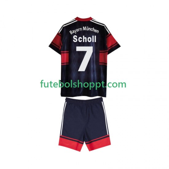 Camisola Júnior Bayern de Munique Scholl 7 1997 Retro Principais Equipamento 1999 Manga Curta