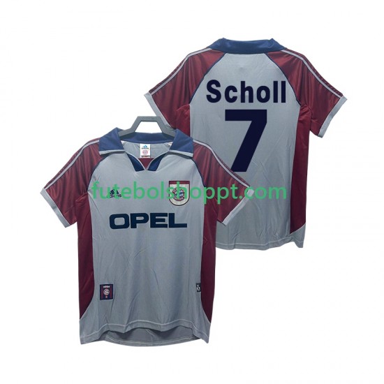 Camisola Homem Bayern de Munique Scholl 7 Retro Terceiro Equipamento 1998 1999 Manga Curta