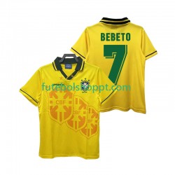 Camisola Homem Brasil BEBETO 7 Retro Principais Equipamento 1994 Manga Curta