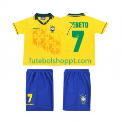 Camisola Júnior Brasil BEBETO 7 Retro Principais Equipamento 1994 Manga Curta