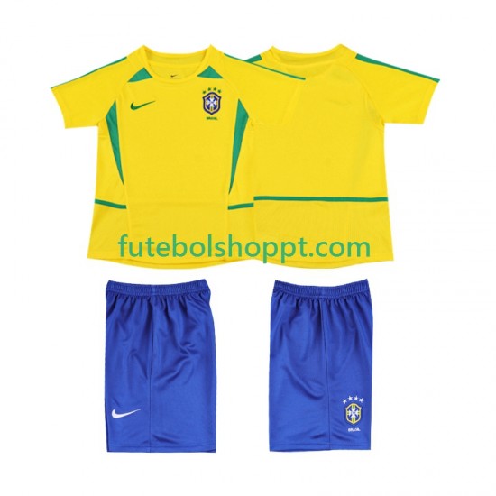 Camisola Júnior Brasil Retro Principais Equipamento 2002 Manga Curta