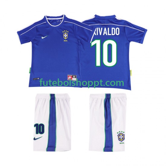 Camisola Júnior Brasil RIVALDO 10 Retro Alternativa Equipamento 1998 Manga Curta