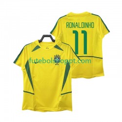 Camisola Homem Brasil RONALDINHO 11 Retro Principais Equipamento 2002 Manga Curta Camisola Homem Brasil RONALDINHO 11 Retro Principais Equipamento 2002 Manga Curta
