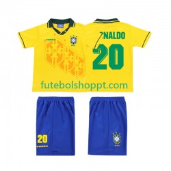Camisola Júnior Brasil RONALDO 20 Retro Principais Equipamento 1994 Manga Curta