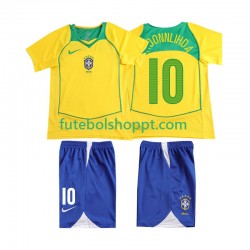 Camisola Júnior Brasil RONALOINHO 10 Retro Principais Equipamento 2004 Manga Curta
