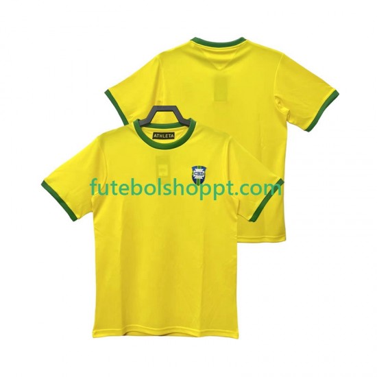 Camisola Homem Brasil 1970 Retro Principais Equipamento Manga Curta