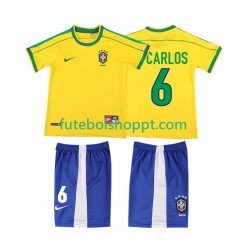 Camisola Júnior Brasil Roberto Carlos 6 Retro Principais Equipamento 1998 Manga Curta