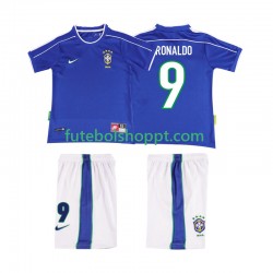 Camisola Júnior Brasil Ronaldo 9 Retro Alternativa Equipamento 1998 Manga Curta