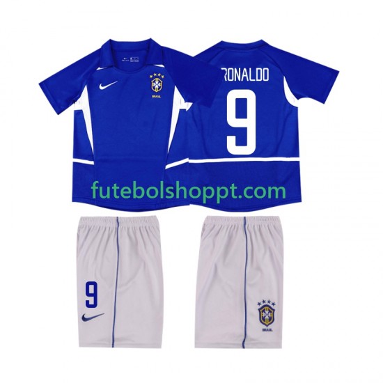 Camisola Júnior Brasil Ronaldo 9 Retro Alternativa Equipamento 2002 Manga Curta