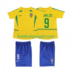 Camisola Júnior Brasil Ronaldo 9 Retro Principais Equipamento 2002 Manga Curta