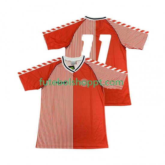Camisola Homem Dinamarca 11 1986 Retro Principais Equipamento Manga Curta