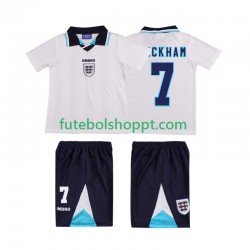 Camisola Júnior Inglaterra Beckham 7 1996 Retro Principais Equipamento Manga Curta
