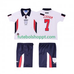 Camisola Júnior Inglaterra Beckham 7 Retro Principais Equipamento 1998 Manga Curta