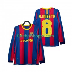 Camisola Homem FC Barcelona A INIESTA 8 Retro Principais Equipamento 2011 2010 Manga Comprida