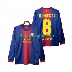 Camisola Homem FC Barcelona A INIESTA 8 2012 2013 Retro Principais Equipamento Manga Comprida