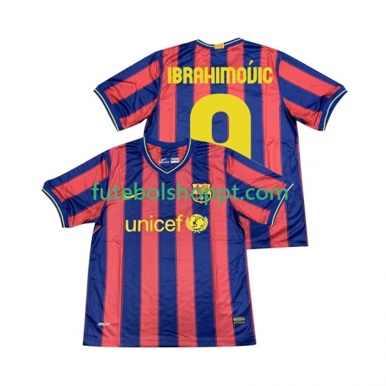 Camisola Homem FC Barcelona Ibrahimović 9 2009 Retro Principais Equipamento 2010 Manga Curta