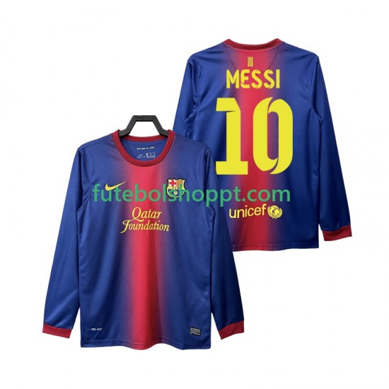 Camisola Homem FC Barcelona Lionel Messi 10 2012 2013 Retro Principais Equipamento Manga Comprida