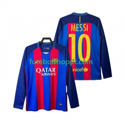 Camisola Homem FC Barcelona Lionel Messi 10 2016 2017 Retro Principais Equipamento Manga Comprida
