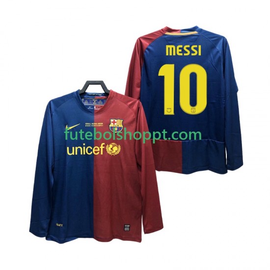 Camisola Homem FC Barcelona Lionel Messi 10 Champions League 2009 Retro Principais Equipamento 2008 Manga Comprida