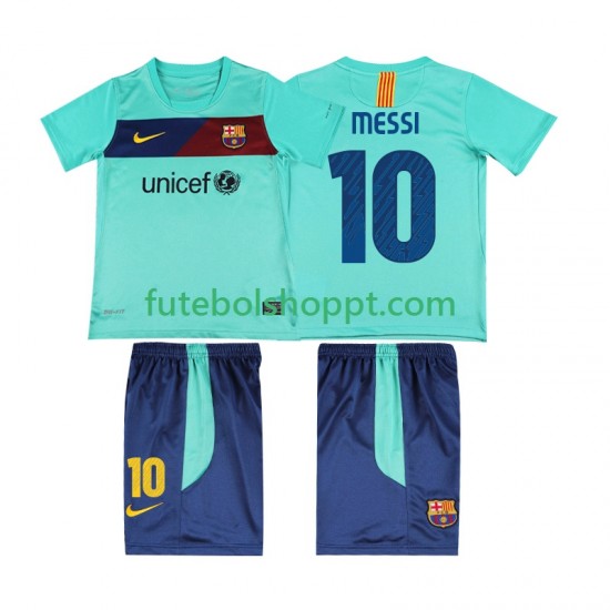 Camisola Júnior FC Barcelona Lionel Messi 10 Retro Alternativa Equipamento 2011 2010 Manga Curta