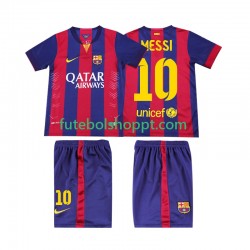Camisola Júnior FC Barcelona Lionel Messi 10 2014 2015 Retro Principais Equipamento Manga Curta