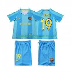 Camisola Júnior FC Barcelona Lionel Messi 19 2007 Retro Alternativa Equipamento 2008 Manga Curta