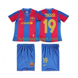 Camisola Júnior FC Barcelona Lionel Messi 19 2007 Retro Principais Equipamento 2008 Manga Curta