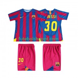Camisola Júnior FC Barcelona Lionel Messi 30 Champions League 2005 Retro Principais Equipamento 2006 Manga Curta