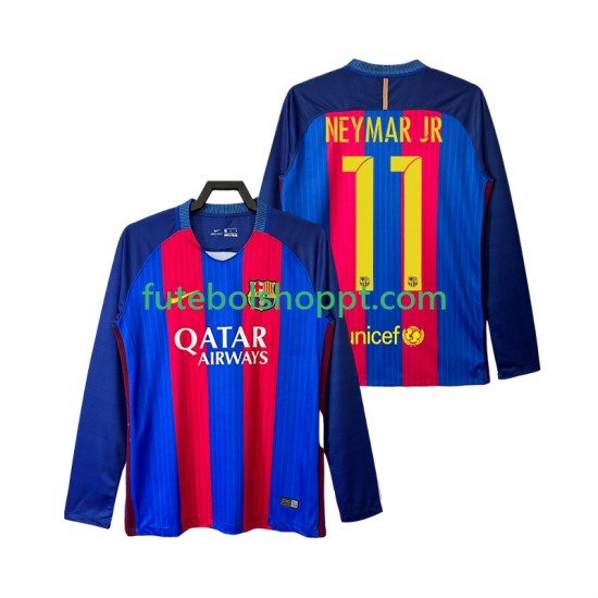 Camisola Homem FC Barcelona Neymar JR 11 2016 2017 Retro Principais Equipamento Manga Comprida