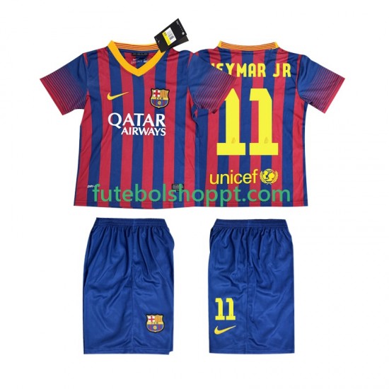 Camisola Júnior FC Barcelona Neymar JR 11 2013 2014 Retro Principais Equipamento Manga Curta