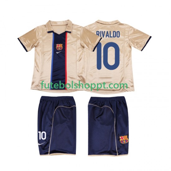 Camisola Júnior FC Barcelona RIVALDO 10 2001 Retro Alternativa Equipamento 2002 Manga Curta