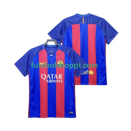 Camisola Homem FC Barcelona 2016 2017 Retro Principais Equipamento Manga Curta