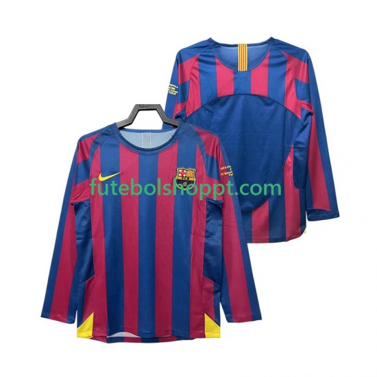 Camisola Homem FC Barcelona Champions League 2005 Retro Principais Equipamento 2006 Manga Comprida