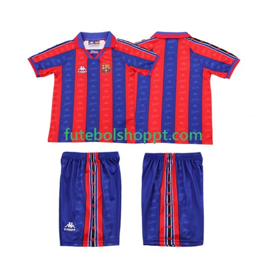 Camisola Júnior FC Barcelona 1996 1997 Retro Principais Equipamento Manga Curta
