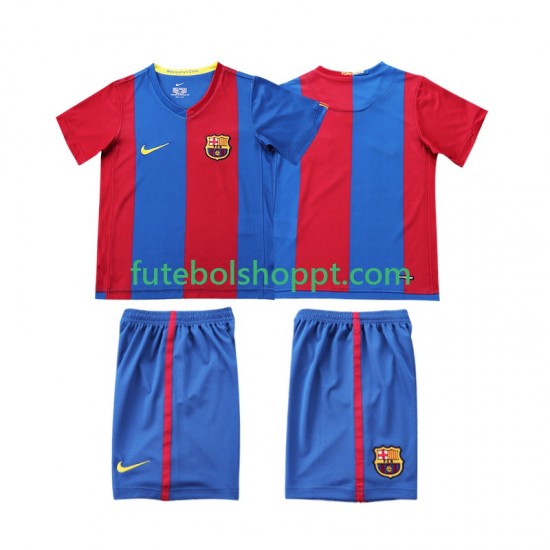 Camisola Júnior FC Barcelona 2007 Retro Principais Equipamento 2006 Manga Curta