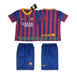 Camisola Júnior FC Barcelona 2013 2014 Retro Principais Equipamento Manga Curta