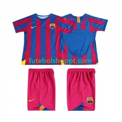 Camisola Júnior FC Barcelona Champions League 2005 Retro Principais Equipamento 2006 Manga Curta