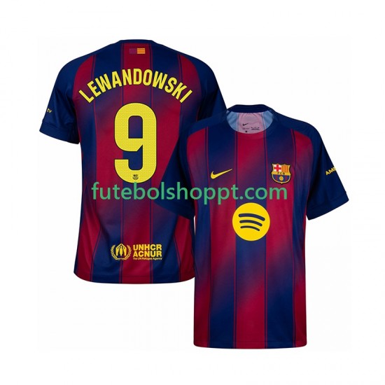 Camisola Homem FC Barcelona Robert Lewandowski 9 Principais Equipamento 2025-2026 Manga Curta