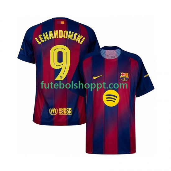 Camisola Homem FC Barcelona Robert Lewandowski 9 Champions League Principais Equipamento 2025-2026 Manga Curta