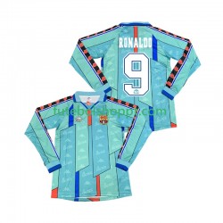 Camisola Homem FC Barcelona Ronaldo 9 1996 1997 Retro Alternativa Equipamento Manga Comprida